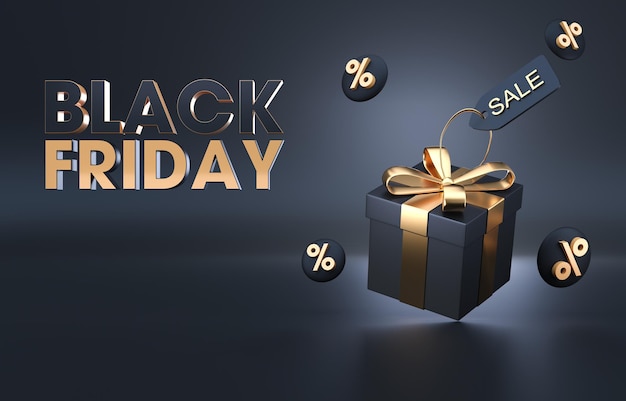 Black friday-cadeau 3d-afbeelding