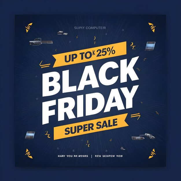 Photo black friday computer super sale up to 25 social media post design