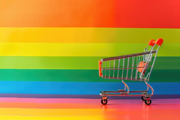 写真 ブラックフライデー ショッピングカート バナー 虹の背景