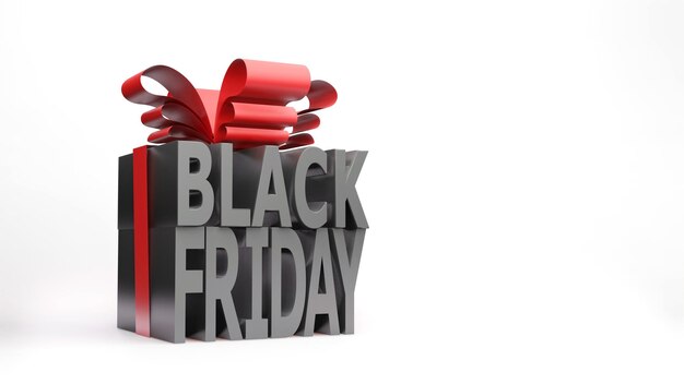 Black friday gift box style 3D render on white background