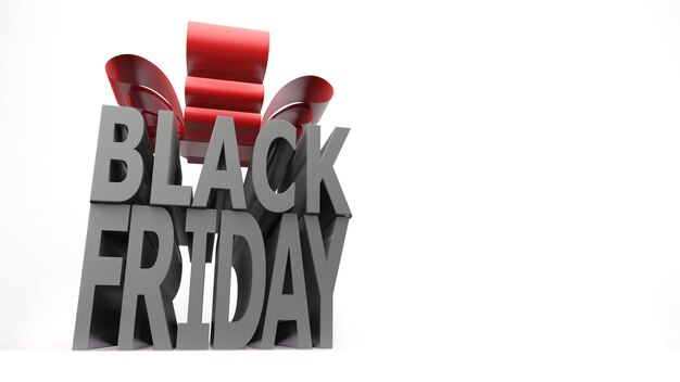 Foto black friday scatola regalo stile 3d rendering su bianco isolato