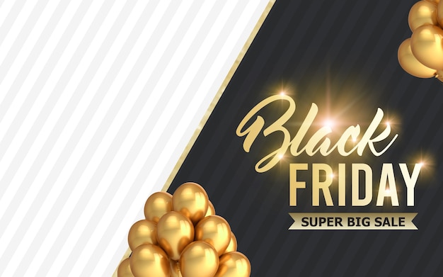 Foto sfondo di palloncini d'oro del black friday per la visualizzazione dei prodotti