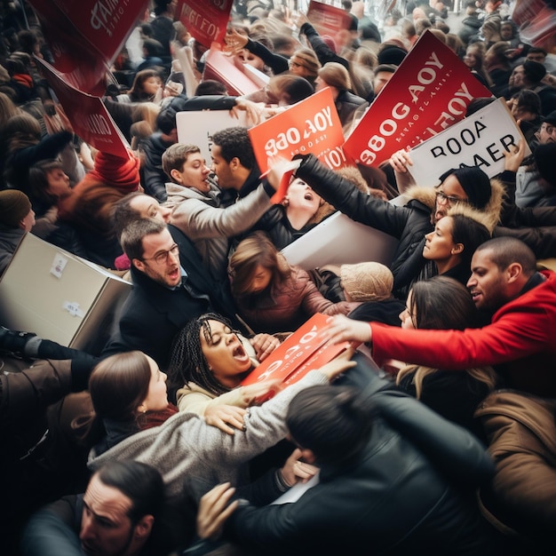 Photo black friday image of shoppers during a sale