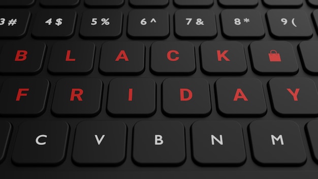 Photo black friday key on black keyboard