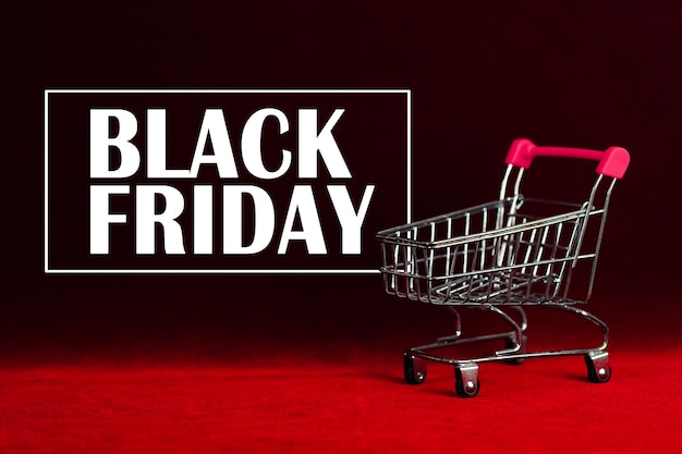 Black Friday label with supermarket trolley cart