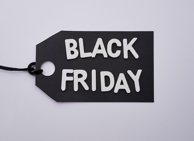 Photo black friday lettering tag red