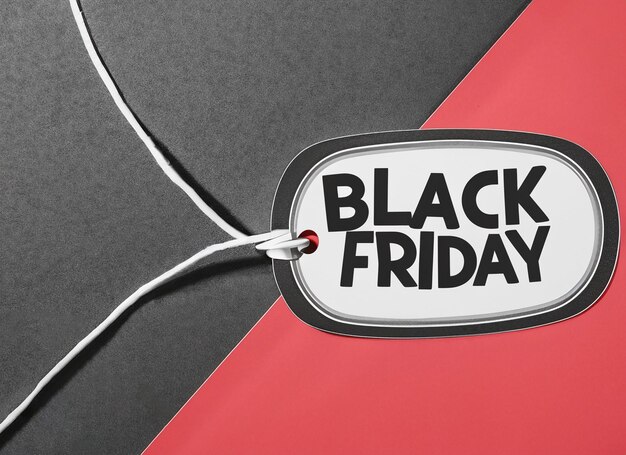 black Friday lettering tag red