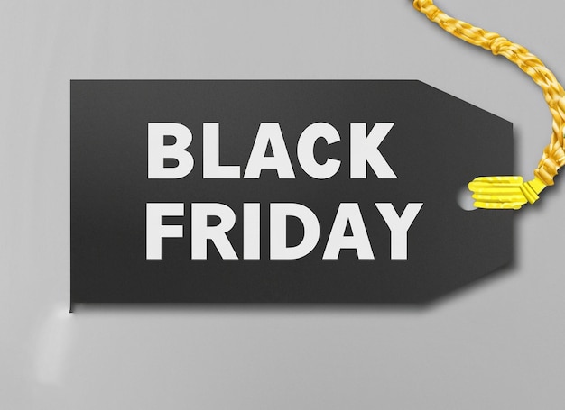 Photo black friday lettering tag red