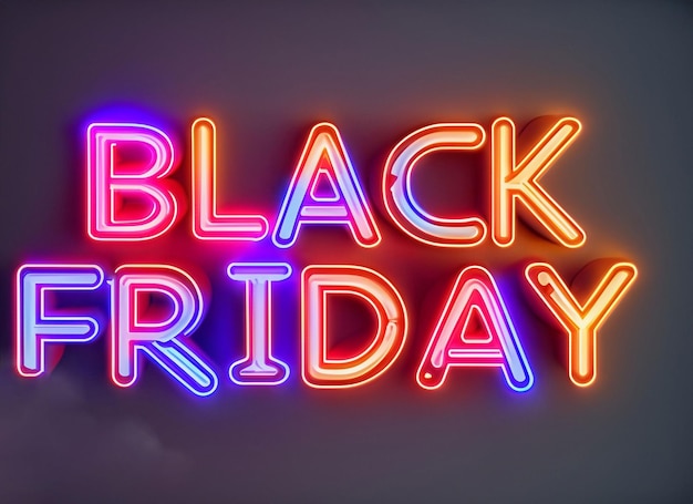 Black Friday-letters met neonlicht op donkere achtergrond