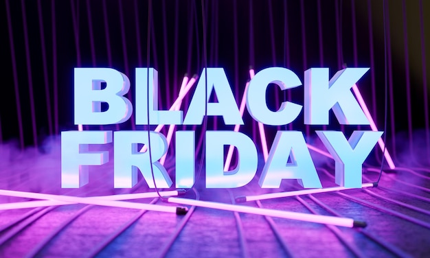 BLACK FRIDAY lichtgevend bord met neonbalken eromheen