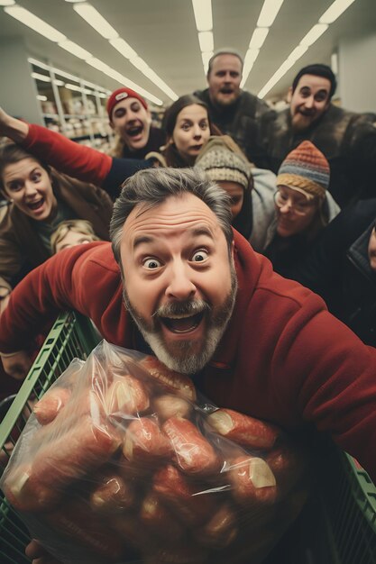 Black Friday-markt in winkels Verzameling fotografie die de chaotische menigte vastlegt