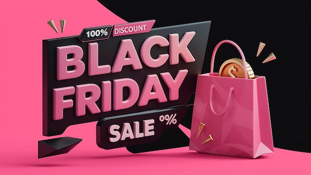 Фото black friday mega sale помечает элементы баннера на красном фоне абстрактный фон