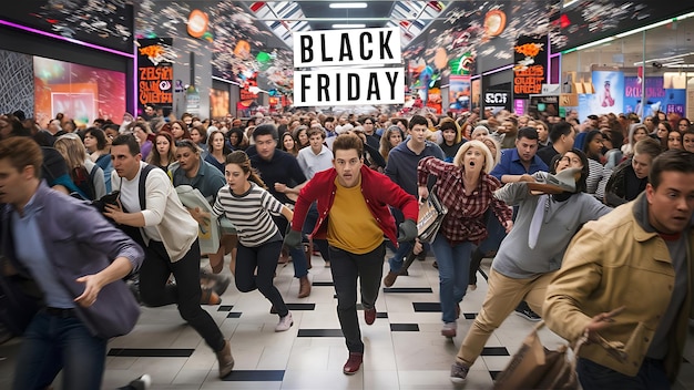 Фото black friday mega sale помечает элементы баннера на красном фоне абстрактный фон