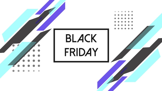 Foto black friday e forme geometriche astratte in movimento, sfondo di memphis