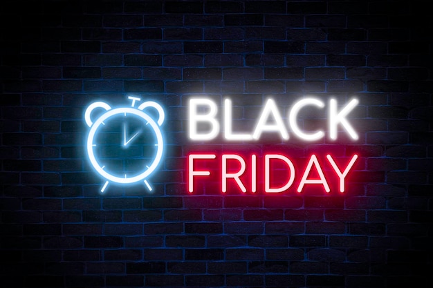 Foto banner al neon del black friday.