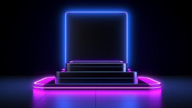 black friday neon light glow podium