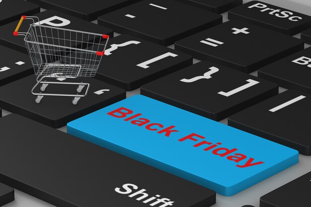 Black friday. online shopping. 3D illustration