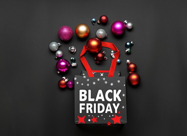 Foto sacchetto di carta black friday rosso