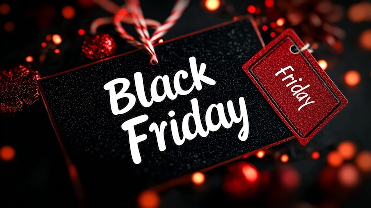 Foto black friday-promotie met korting op het winkelwagentje