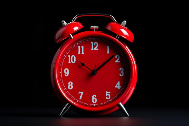 Photo black friday red alarm clock on black background seasonal sales time