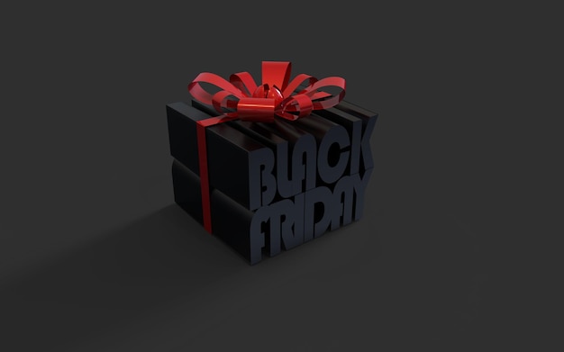 Vendita del venerdì nero. 3d illustrazione scatola regalo nero shopping bag. concetto di marketing creativo.