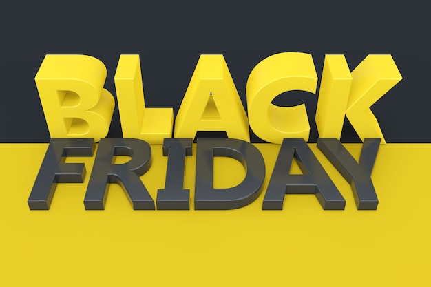 Black Friday Sale Aanmelden Gele en grijze kleuren extreme close-up. 3D-rendering