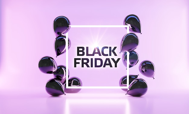 Black friday sale banner layout in 3d rendering