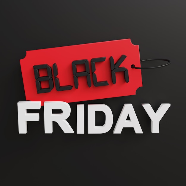 Black friday sale banner or poster with modern 3d geometry\
design template, shopping symbol.