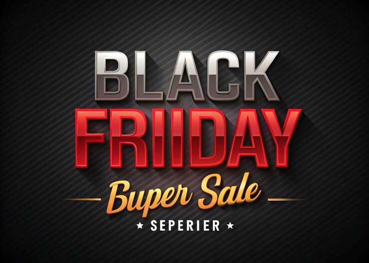 Photo black friday sale banner on red and black background