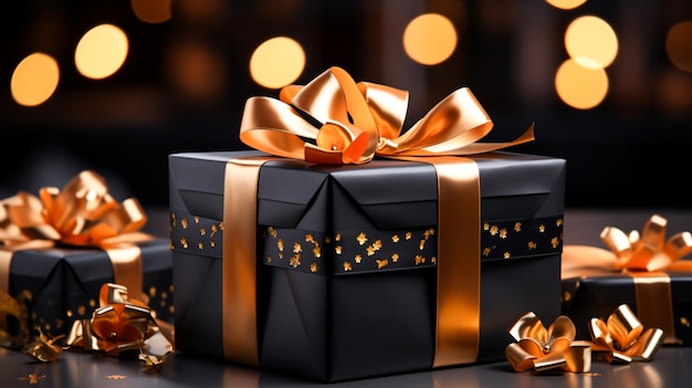 Black Friday sale black gift box with nice background