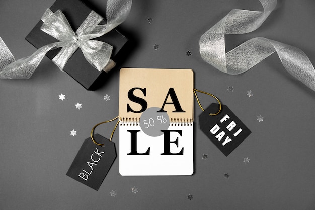 Photo black friday sale concept, copy space