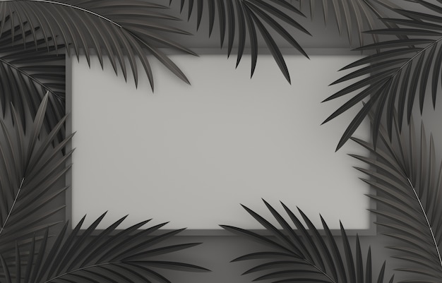 Black friday sale decoration background with palm leaves and frame