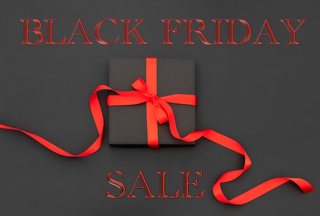 Black Friday Sale geschenkdoos met rode strik en linten