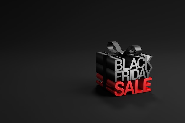 Photo black friday sale in gift box wrapped on black.