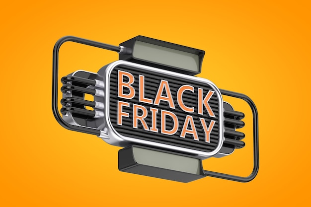 Black Friday Sale industriële stijl teken op een oranje achtergrond. 3D-rendering