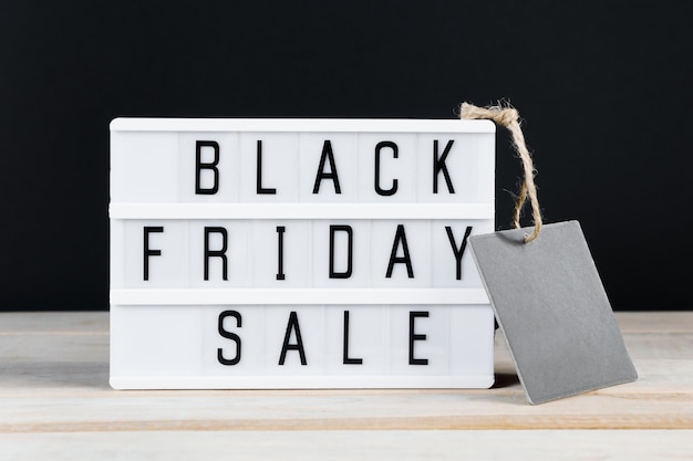 Black Friday sale Label and lightbox on dark background