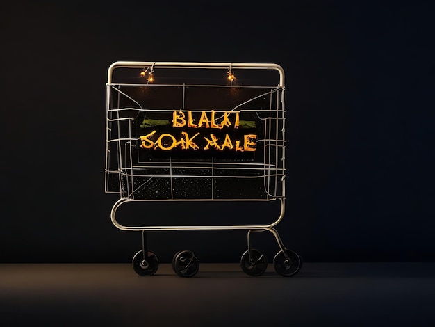 black friday sale light box with shopping cart