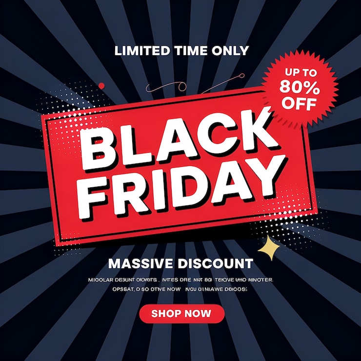 Photo black friday sale poster that says black friday sale