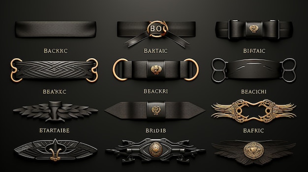 Black Friday sale ribbon banner collection isolated Isolated on black background Generative AI