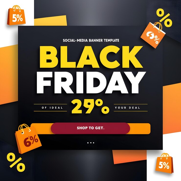 Photo black friday sale social media banner design template