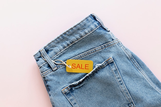 Photo black friday sale tag on jeans