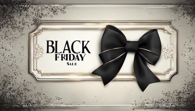 Photo black friday sale tag with black bow vintage background sales tag and template shopping label on