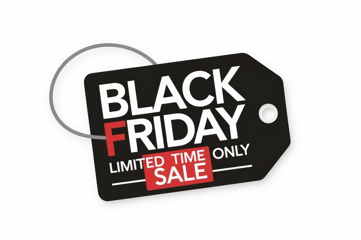 Photo black friday sale tag with limited time offer