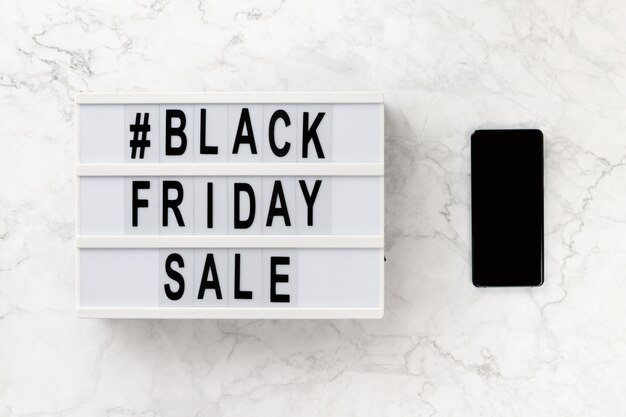 Black friday sale text on lightbox