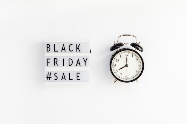 Black friday sale text on white lightbox