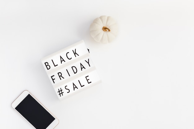 Black friday sale text on white lightbox