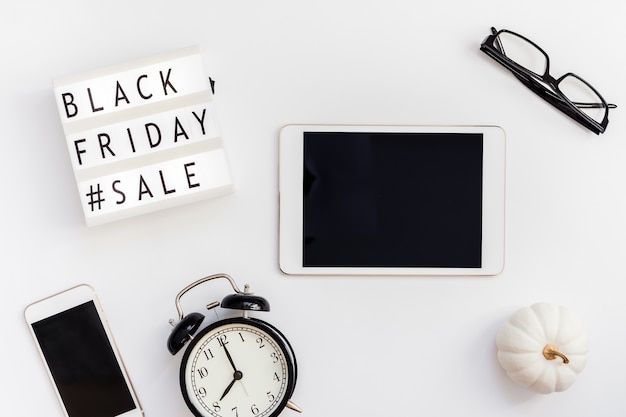 Black friday sale text on white lightbox