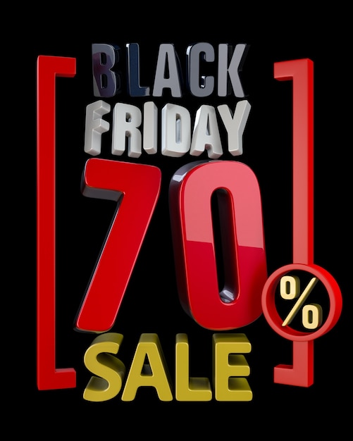 검은 배경 그림 3d 렌더링에 Black Friday Sale Xx % Sales 단어.