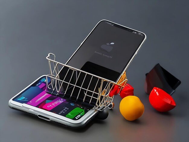 Aiが生成したショッピングカートとスマートフォンを使用したブラックフライデーの販売手配