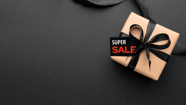 Black friday sales composition on black background with copy space